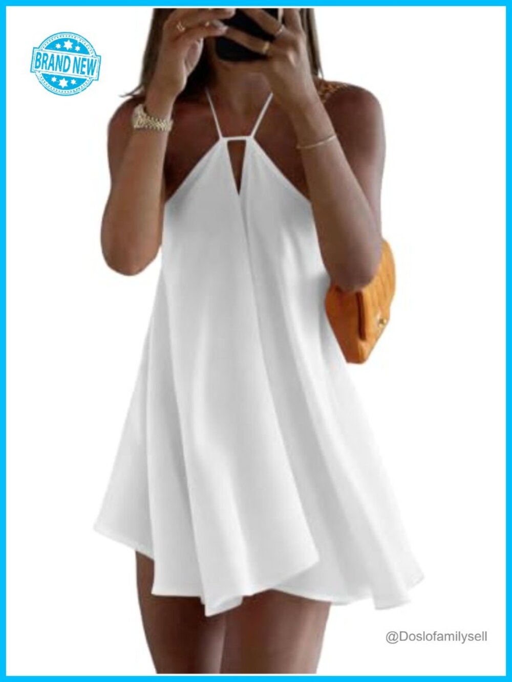Women's Mini Dress Halter Tie Backless Sleeveless Flowy Beach Vacation Sundress